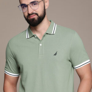 Nautica Solid Polo Collar Pure Cotton T-shirt